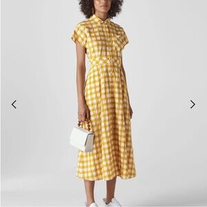 Whistles Yellow Plaid Midi Dress